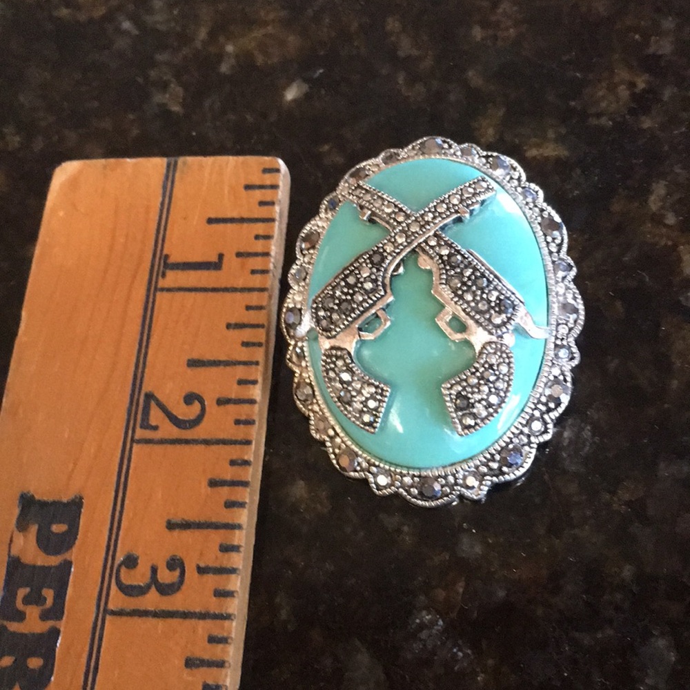 Western Rhinestone Pistols Pendant for necklace - Picture 5 of 14